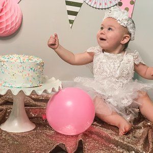 baby girl white lace romper set